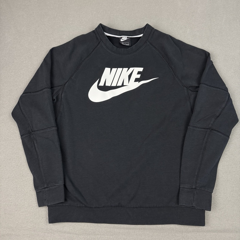 Nike Mens NSW Fleece Crewneck Black Sweatshirt CU4473-010 LARGE
